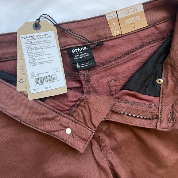 NWT prAna Kayla High Rise Jean, "Manzanita" Red, Size 2 SHORT - Picture 8 of 13